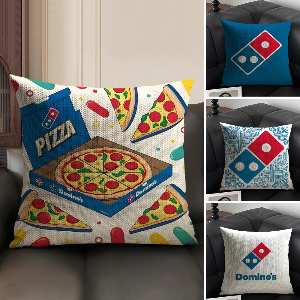 D-Domino'S Pizza Brand Cushion Cover Natural Linen Organic Fabric Double-Sided Printing Sofa Home Decor Gift Pillow Case