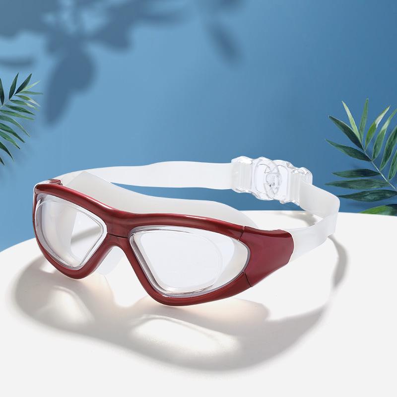 High-Definition Anti-Fog Swimming Goggles for Adults - Large Frame, Flat Lens