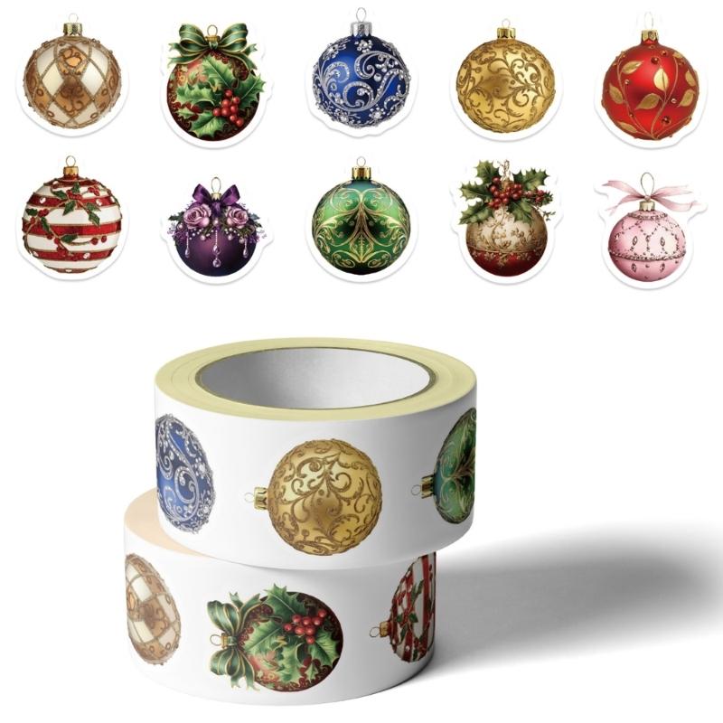 500PCS/Roll Cartoon Christmas Bells Stickers Adhesive Tablet Laptop Phone Decorative Labels Removable