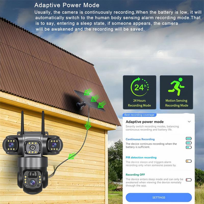 15MP 8K 360 Grad Wifi Solar IP-Kamera Drei Linsen Außen IP66 Wasserdicht Nachtsicht Zwei-Wege-Audio Personenerkennung Sicherheitskamera CCTV-Überwachung