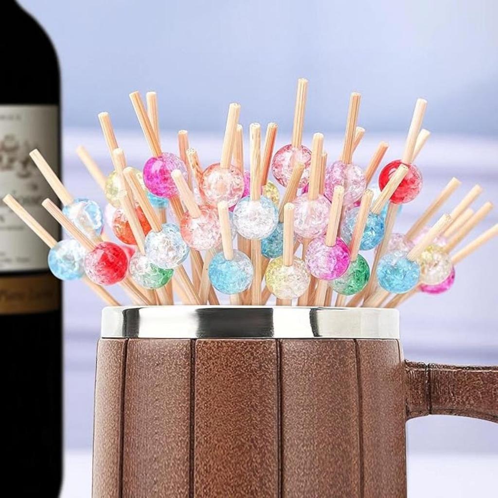 200 stk Cocktailpinner, Fancy Cocktail Tannpirkere for Appetittvekkerpinner, Bambus Cocktailspyd Bryllupsfest Tannpirkere, Matpinner for Appetittvekkere