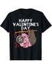 Sloth Happy Valentine's Day Graphic Tee Men's Casual Round Neck Short Sleeve Cotton T-Shirt
