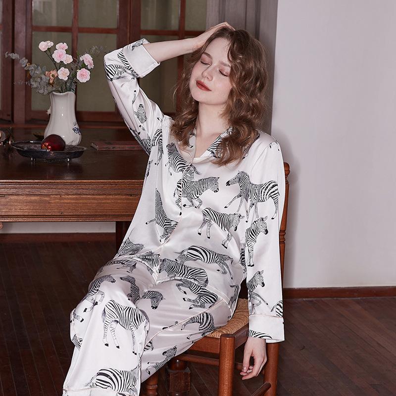 Comfortable Pajamas Women High-end Sense Style Lapel Spring/Summer Long Sleeve Home Suit