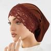 Solid Color Hijab Cap Elegant Undercap Comfortable Fit Pullover Hat  Women Headwear