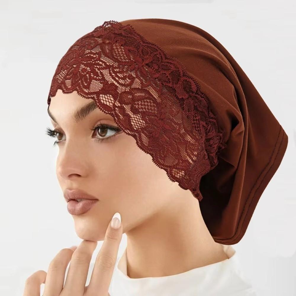 Solid Color Hijab Cap Elegant Undercap Comfortable Fit Pullover Hat  Women Headwear