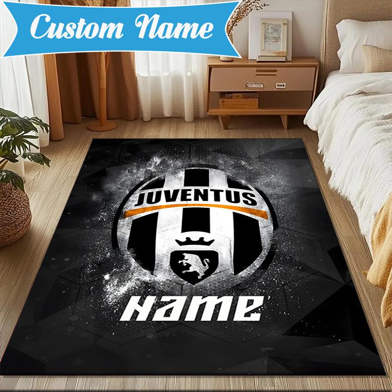 Custom Name Juventus Football Rug Game
