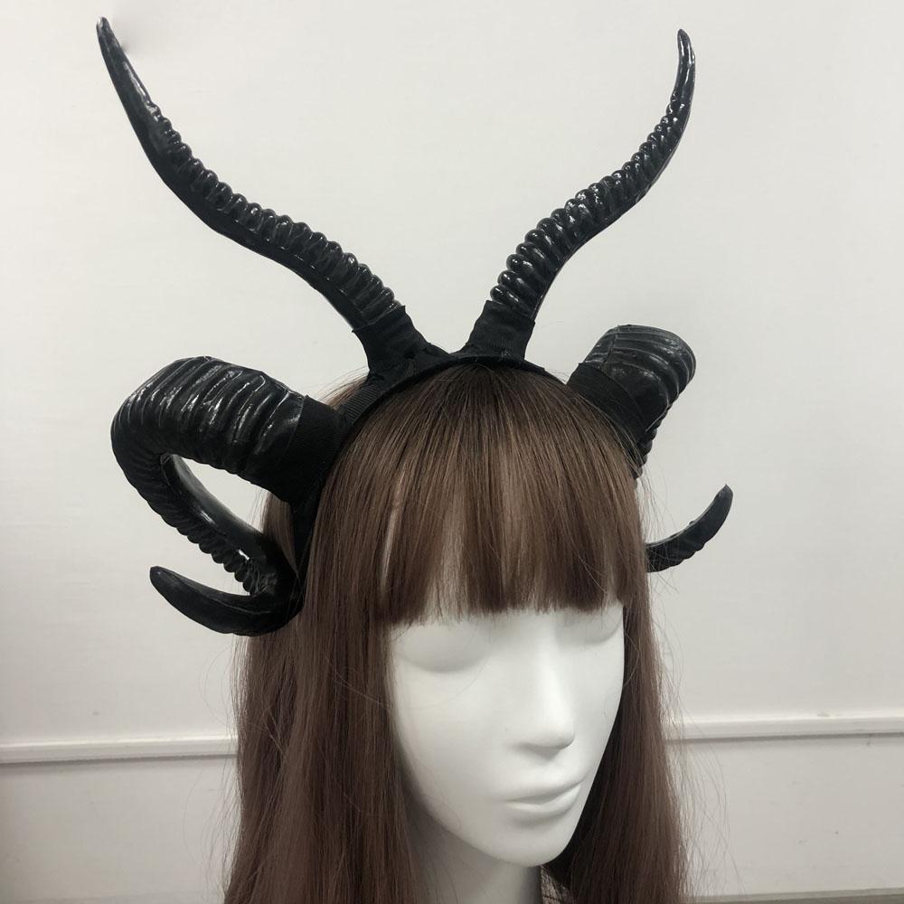 Siyah Şeytan Boynuzları Kadın Başlığı Cosplay Hayvan Kızlar Antilop Başlığı Cadılar Bayramı Saç Bandı Karnaval Giyinme Partisi Kostümü