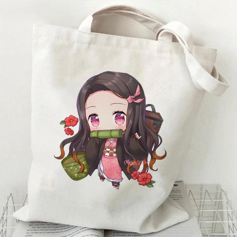 Japan cartoon comics Nezuko Kamado Demon Slayer Print Canvas Bag Stylish Women's Handbag Large Capacity Casual Shoulder Bag 7561 KTB