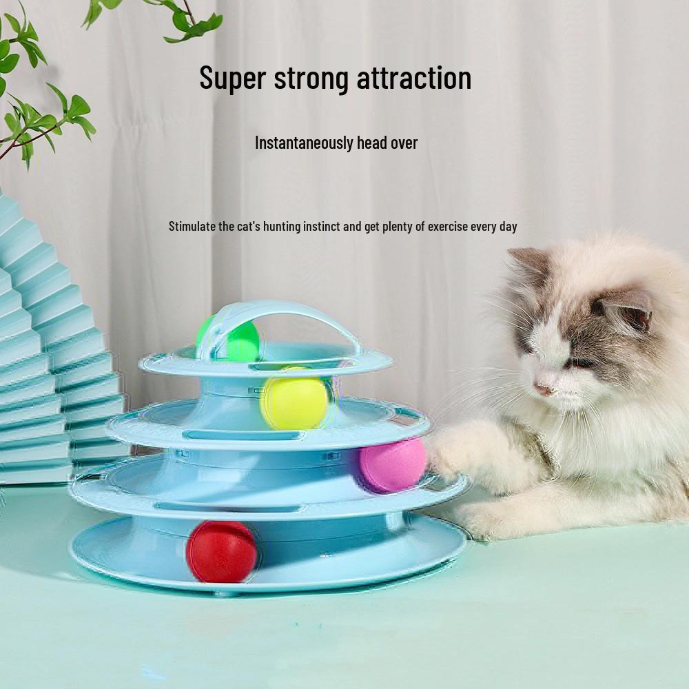 Cat Turntable Toy: Self-Entertainment & Boredom Relief Track Ball with Teasing Stick - Perfect Pet Supplies for Playful Cats