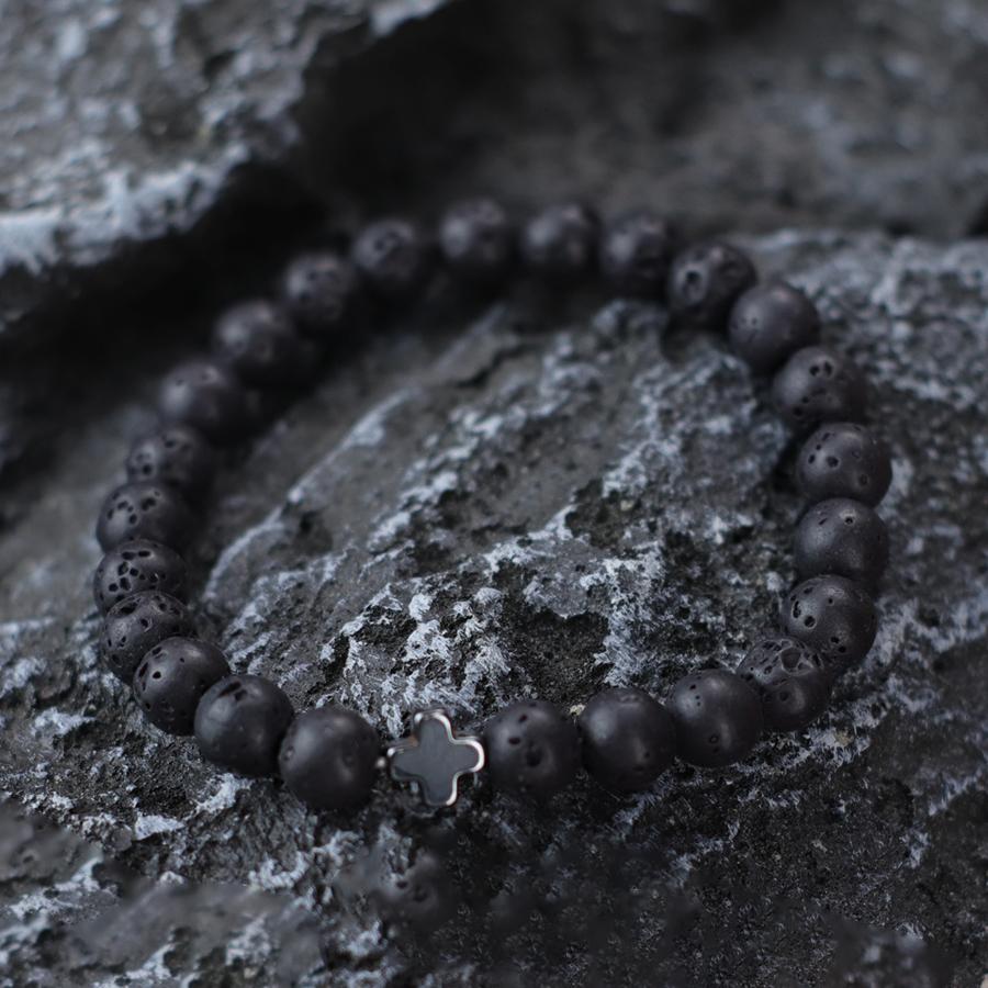Minimalist Cross Bracelet Men 8mm Natural Tiger Eyes Lava Hematite Stone Healing Braslet Bangle Leisure Versatile Accessories