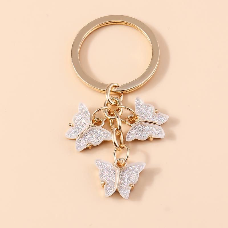 Cute Colorful Butterfly Keychains Enamel Animal Keyrings Souvenir Gift for Women Men Handbag Pendants Key Chains DIY Accessories