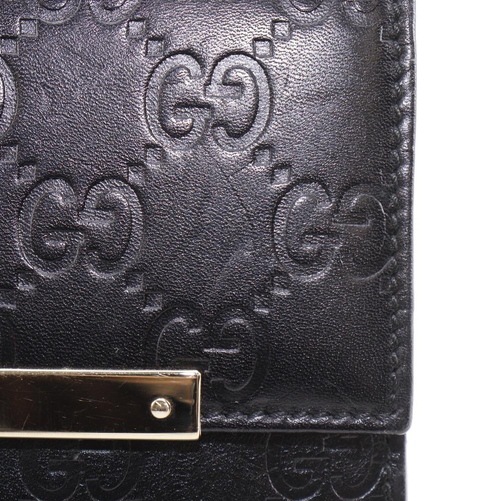 Gucci GG Bi-Fold Wallet 112664 Black Sima Leather Women Used