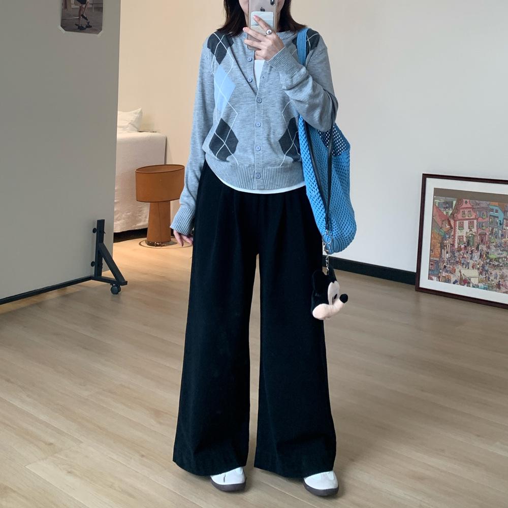 

Women s Autumn Apricot Wide-Leg Elastic Waist Pants L чёрный