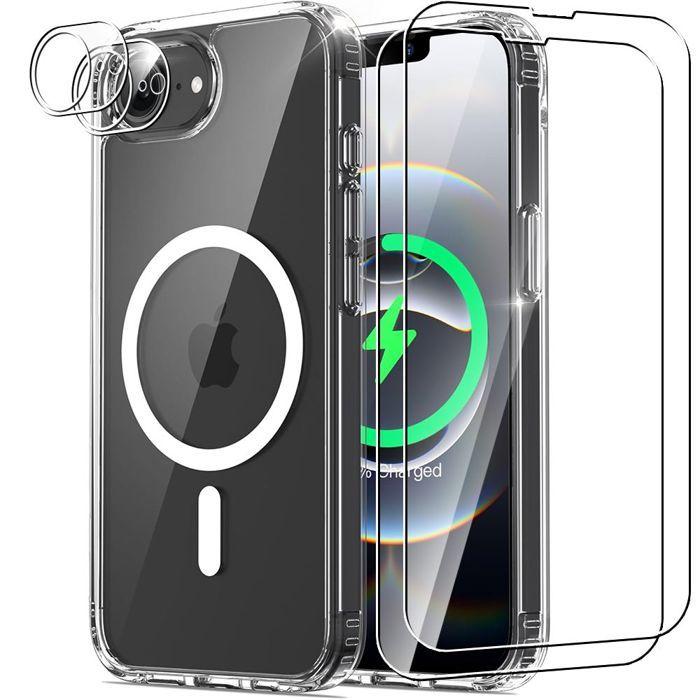 Transparent Case - BOOLING - for iPhone 16e - Shockproof - 2 Tempered Glasses - 2 Rear Camera Protectors