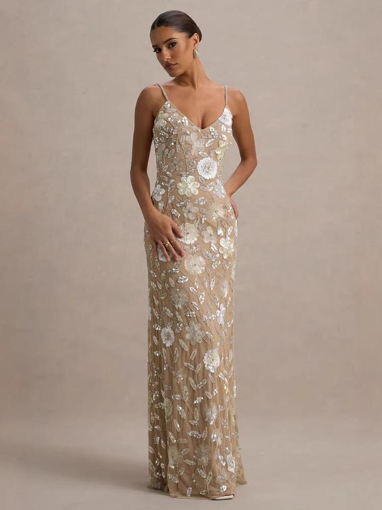 2026 Glamorous Sequin Strapless Fishtail Gown – Women's Sexy Spaghetti Strap Evening Dress