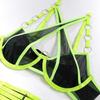 European & American Mesh Strappy Underwire Push-up Lingerie Set with Metal Ring & Bandage Waist Cincher