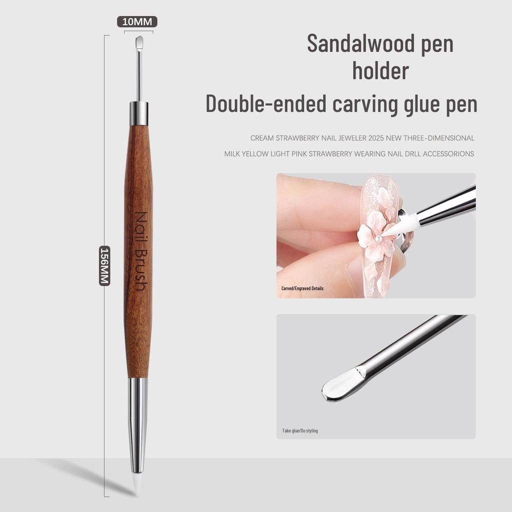2-in-1 Nail Art Tool: Silicone Pen & Scraper for Carving, Mixing, Embossing, and Mirror Powder Application