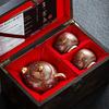 Purple sand Xishi pot, one pot and two cups, master handmade household tea set, Zhu Ni Dahongpao gilt high-end gift box set