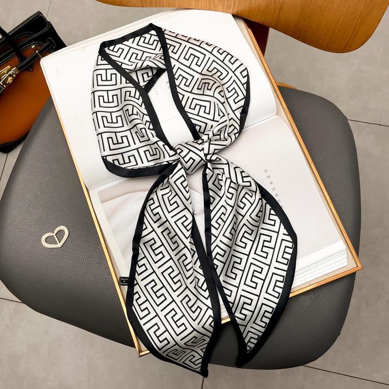 Luxury Long Silk Scarf Female Floarl Print Thin Narrow Scarf Bag Hair Band Ribbon Scarfs Women Neckerchief 15*150cm