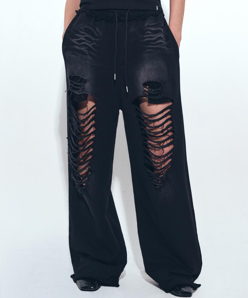 Nigaennikol Destroyed Cotton Lounge Pants_Black