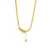 Gold-Plated Frosted Leaf Pendant Necklace with Snake Chain for Women