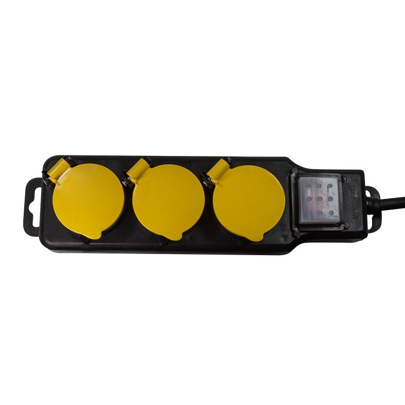 LogiLink Waterproof Power Strip: 3 CEE 7/3 Sockets IP44 Protection 1.5m