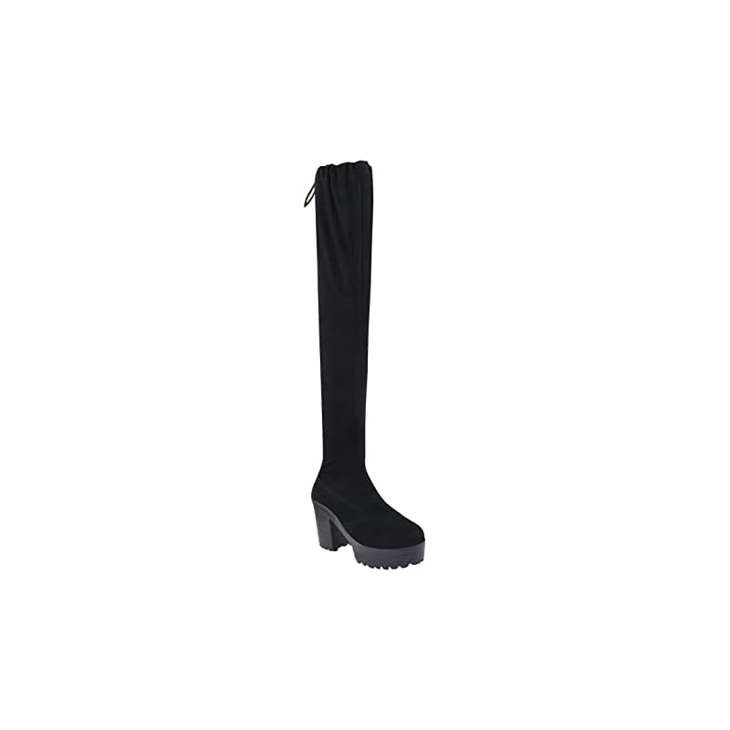 Shoetopia Girls Tony Black Over-The-Knee Boot - 3 Uk (Girls-Tony-Black) 3 UK чёрный