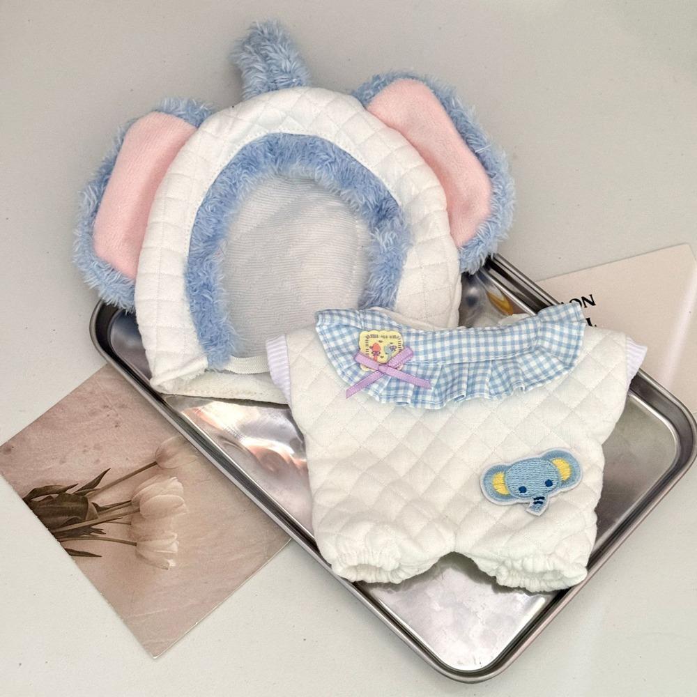 Cartoon Hat 10cm Cotton Doll Clothes Elephant Jumpsuit Doll Dress Up Set  Doll Accessories