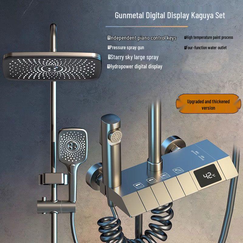 Intelligent All-Copper Digital Display Shower Set with Adjustable Temperature and Pressure for Home Use