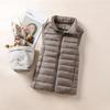 Women's Lightweight Down Vest, Korean Style, Stand-Up Collar, Slim-Fit, Sleeveless Jacket for Autumn and Winter.