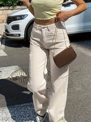 Autumn 2025 High-Waisted Slim Straight-Leg Jeans with Pockets - Casual Women's Workwear