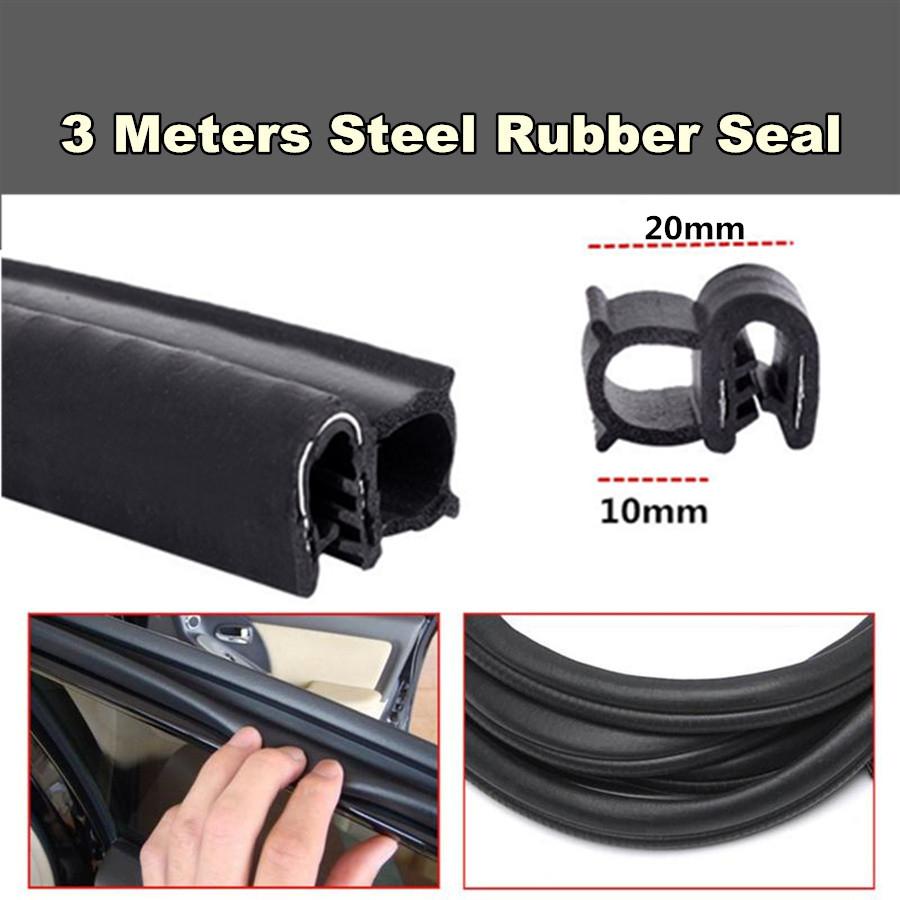 3 Meters 20mm Universal Door Edge Trim Protector Guard Hardwearing Car Auto Truck Ship Dustproof Rubber Seal Strip With Steel Sheet
