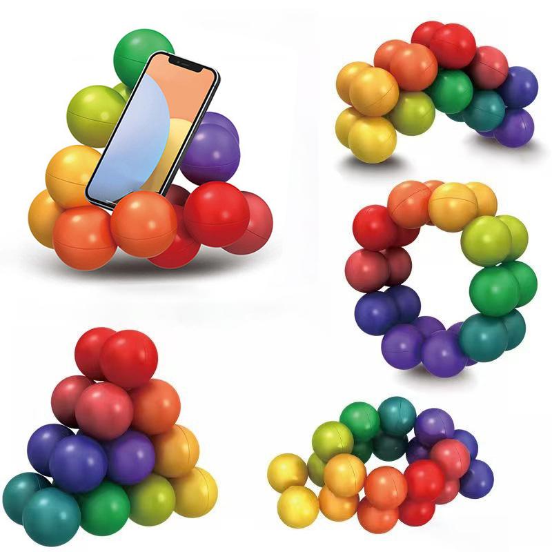 Sensory Fidget Toy Educational Color Ball 3D Rotating Montessori Game for Stress & Anxietyelief Phone Holder Toy Christmas Gifts