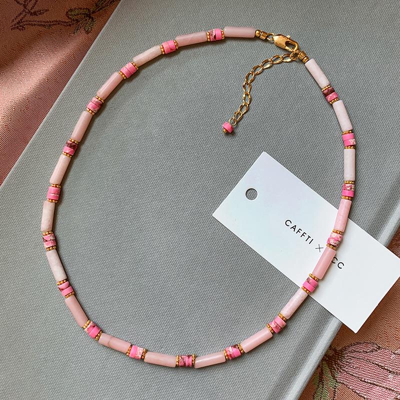 

Французское розовое ожерелье из розового кварца и жемчуга - Элегантный роскошный женский аксессуар