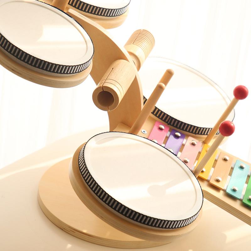 Wooden Kitten Multi-functional Music Station Baby Children's Early Education Puzzle Hand-eye Coordination Multi-functional Drum Set Toy