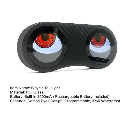 Demon Eyes Zadní světlo na kolo Programovatelné Vodotěsné IP65 Dobíjecí přes USB MTB Silniční Horské kolo Noc