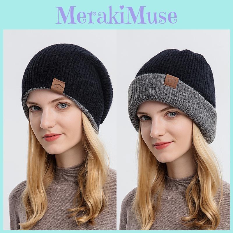 Hat Unisex Knitted With Solid Color Warm Hat Can Be Worn Both Inside And Outside