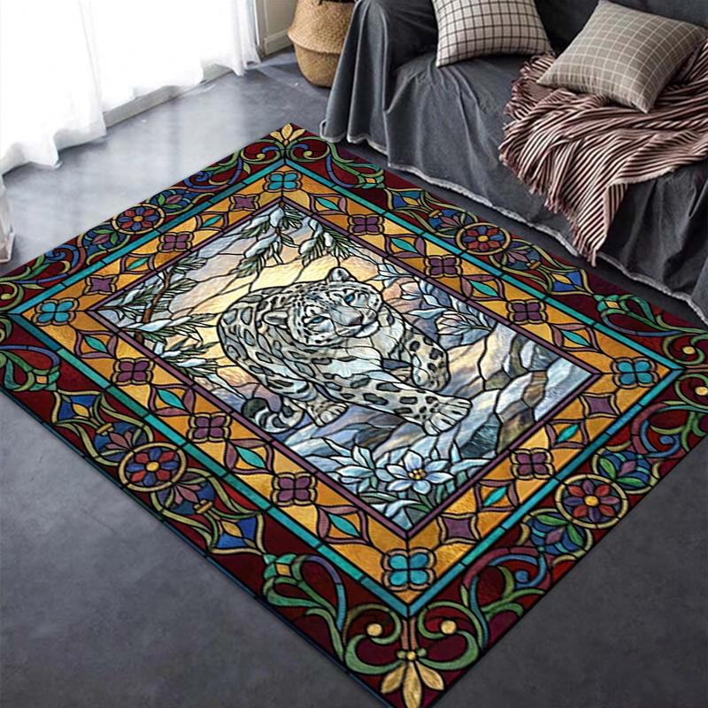 2025 New Snow Leopard Animal Carpet Rug for Living Room Bedroom Home Sofa Decoration,Kids play Non-slip Floor Mat104
