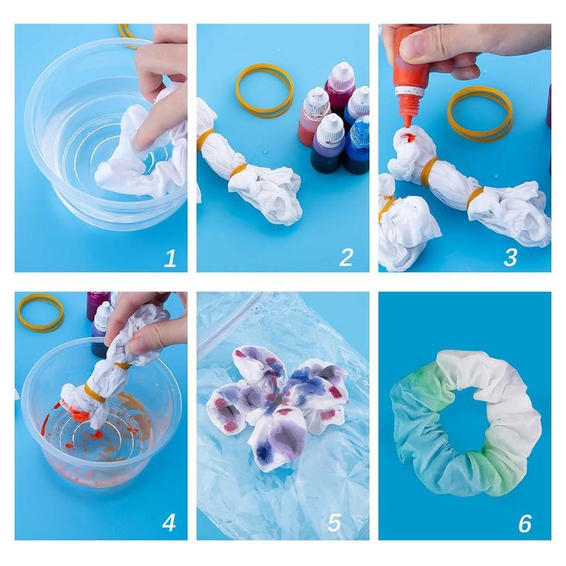 Girls Elastic Hair Ties White Scrunchies for Tie-dye Hair Ropes DIY Hair Scrunchies Soft Rubber Bands Hair Suppliess
