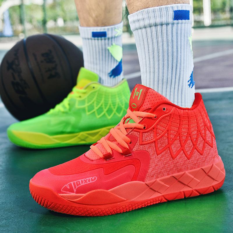 

2025 shoes men s spring and summer new breathable mesh shoes youth green red purple basketball shoes 45