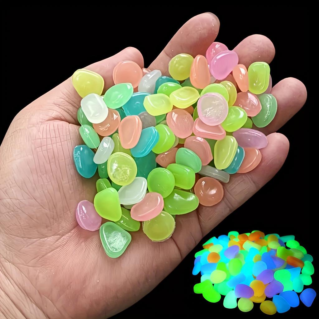 100pcs Glowing Garden Stones Resin Luminous Rocks for Pathways, Courtyards Flower Pots Nighttime Ambiance Glowing Garden Decor