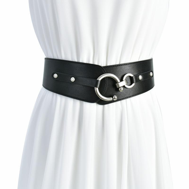 Korean version of fashion wide waist seal women, new versatile women's elastic belt elastic, European and American diagonal wide belt women