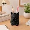 Small Animal Figurine 3D Printed Cute Cat Pen Holder, Decorative Desktop Stationery Organizer for Pencils and Office Supplies Makeup Brushes,