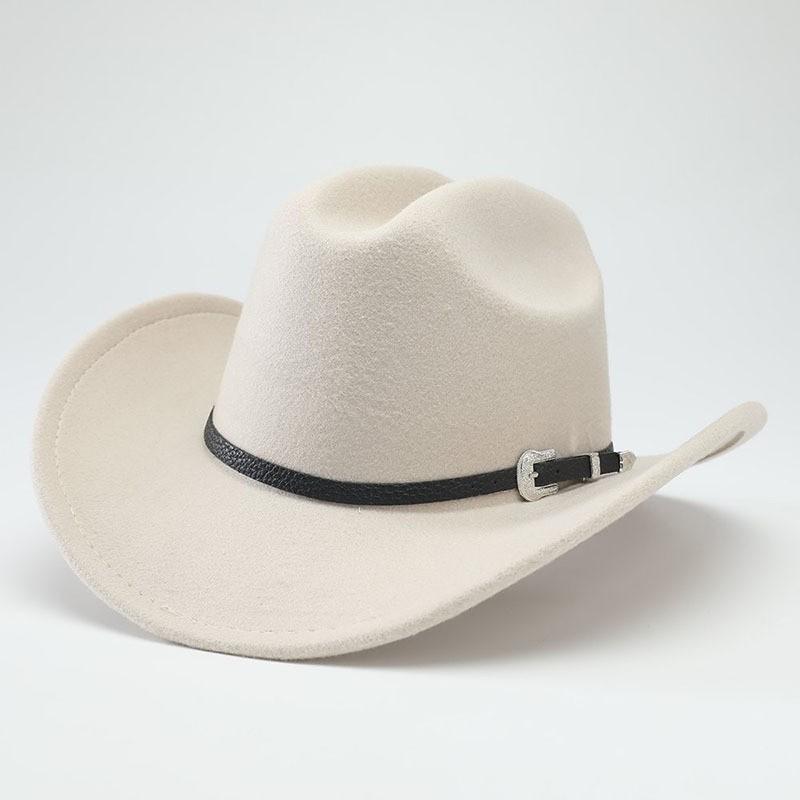 Western Cowboy Hat Jazz Hat Panama Hat Sun Hat Felt Wide Brim Fedora Decorative Rolled Hat