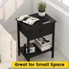 Set of 2 Nightstands with Drawers and Shelf, Black Wood Metal Bedside Tables, Easy Assembly, for Bedroom Living Room
