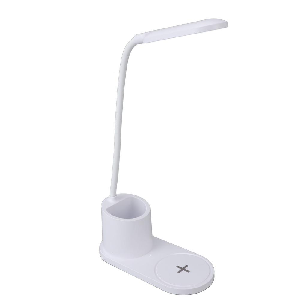 LED Desk Lamp Touch Control Flexible Arm Small Table Light with Wireless Charger Pen Holder for