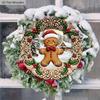 Wooden Christmas Sign with Gingerbread Man Pattern - Navidad Round Sign for Front Door, Wall Hanging Decor - Ideal Christmas Decoration