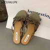 Fashion SUOJIALUN 2025 Summer New Brand Women Slipper Fashion Bow-knot Slip On Ladies Sandal Shoes Flat Heel Outdoor Casual Dress Slide