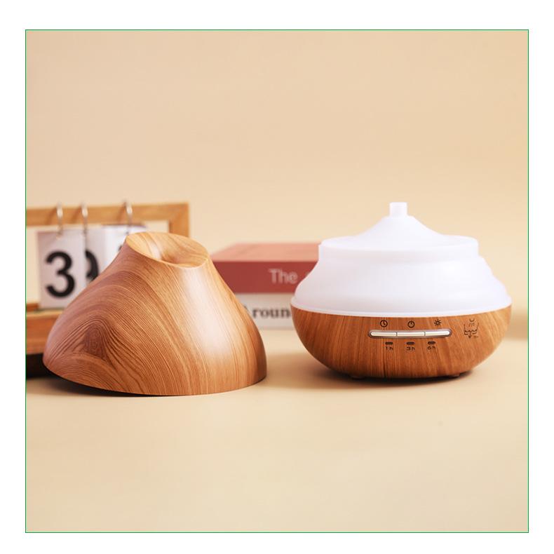 Light Wood Grain Aroma Diffuser - 500ml Automatic Spray, 7-Color Ultrasonic Humidifier