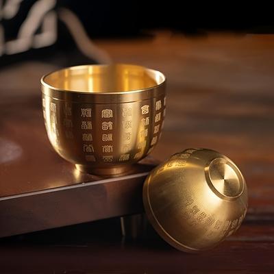 1PC Hundred Blessings Bowl Brass Cornucopia Mini Baifu Rice Cylinder Baifu Jar Cup Surface Polished Attract Wealth Good Luck